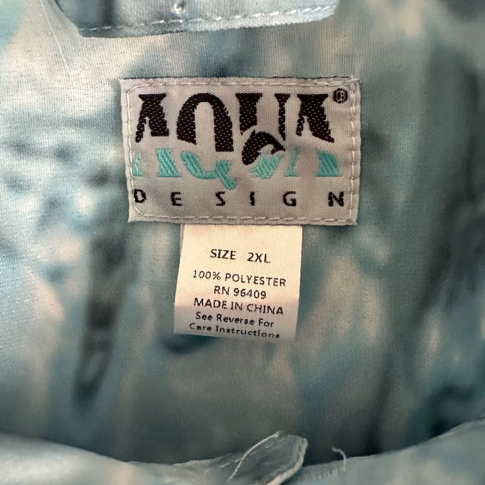 Aqua Design Aqua Shield UPF 50+ Fishing Shirt 2XL Blue Water Camo Vented Pockets